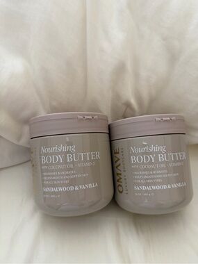OMAVE Nourishing Body Butter, Coconut Oil&Vitamin E, Sandalwood & Vanilla -2 PK